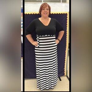 Black and White Striped Women's Dress
